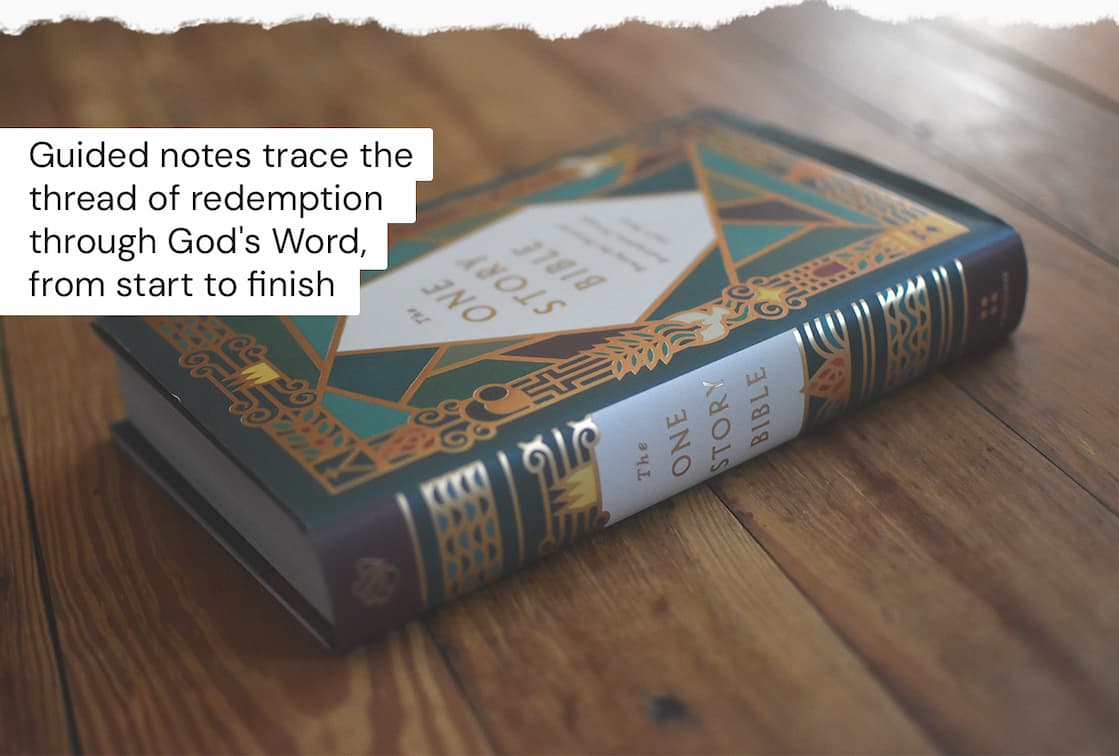 Guided Notes alongside the ESV Text Explore God's Narrative Storyline and Plan for Salvation The Bible is the epic story of the unfolding plan of God over the course of the history of the world. The One Story Bible leads readers on a journey through this storyline from start to finish, with conversational commentary written by pastor Greg Gilbert interspersed throughout the full ESV text. With the aim of encouraging interaction and contemplation passage by passage, Gilbert explains how every part of Scripture fits together and is ultimately centered on Christ. Particularly suitable to those who are new to the Bible but rich with insights for even the most seasoned Bible reader, The One Story Bible will draw readers in as they see their place in the greatest story ever told.