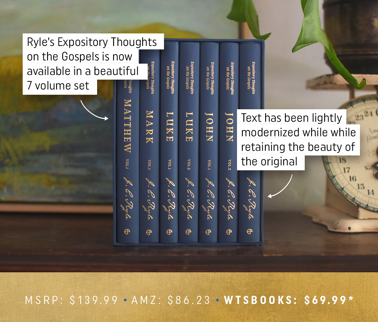 This new seven-volume boxset will bring Ryle’s Expository Thoughts on the Gospel to a new readership. Featuring a high-quality quarter-bound design that evokes artisanal bookbinding each volume will sit in a boxed case to aid use and increase longevity. The design, paired with Mary Davis’ lightly modernized text and NKJV Bible translation, enables Ryle’s voice and tone to remain authentic while making it accessible to a new generation.