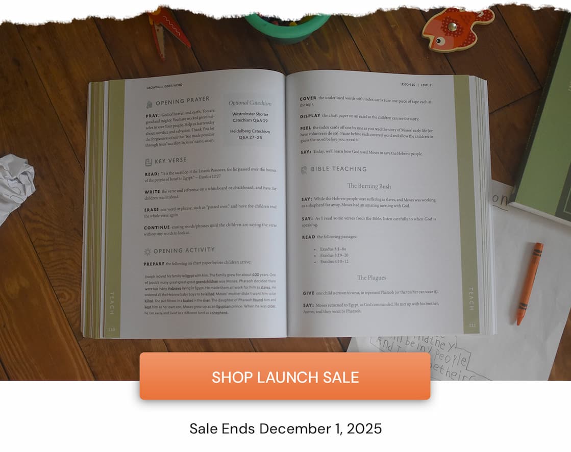 Growing in God’s Word is a curriculum from Ligonier Ministries to help churches, families, and schools guide children through an overview of the Bible in 52 lessons. Built on the unique authority of Scripture, each lesson reinforces the truths of Reformed theology and the Bible’s unifying covenantal framework. This curriculum aims to help you nurture children in the Christian faith, that they may discover their place in God’s story of salvation in and through the Lord Jesus Christ.