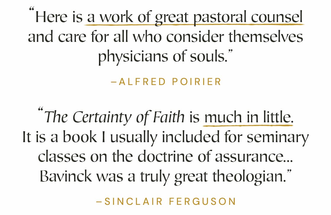 Originally published in Dutch in 1901 and first translated into English in 1980, this new edition—beautifully rendered by Daniel Schrock with assistance from Albert Gootjes—captures the clarity, conviction, and theological depth of Herman Bavinck’s original work. With a fresh foreword by Sinclair Ferguson and a thoughtful introduction by Daniel Schrock, this edition invites a new generation of readers to rediscover a timeless classic—one you’ll want to revisit often and share widely. In a world marked by uncertainty, Bavinck’s insights offer enduring assurance rooted in Christ alone.