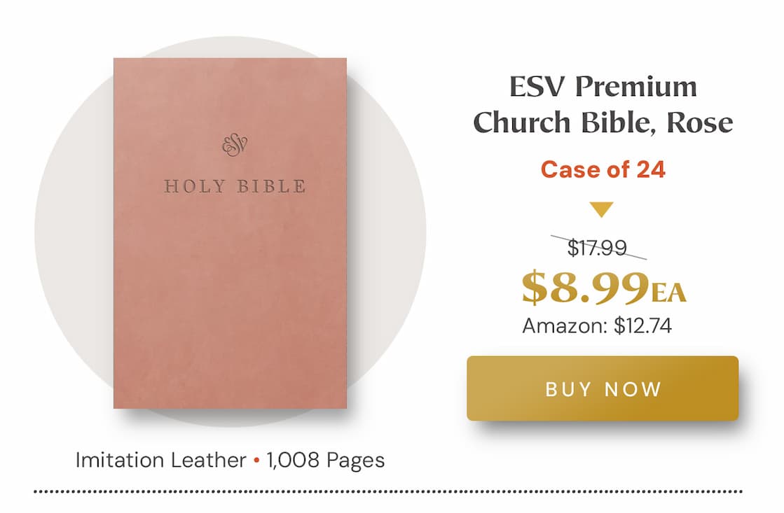 Churches want every person who walks through their doors to encounter God’s Word—but providing quality Bibles for worship services and outreach can quickly become expensive.  The ESV Church Bible offers a simple solution. Designed specifically for congregational use, it combines a durable cover with an affordable price, making it easy for churches to keep Bibles in the pews, welcome visitors with a thoughtful gift, or distribute Scripture widely in their community.  Equip your church with reliable, readable copies of God’s Word so that every service, every guest, and every ministry moment points people back to the Bible.
