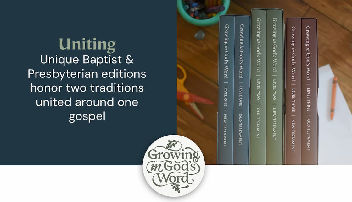 Growing in God’s Word is a curriculum from Ligonier Ministries to help churches, families, and schools guide children through an overview of the Bible in 52 lessons. Built on the unique authority of Scripture, each lesson reinforces the truths of Reformed theology and the Bible’s unifying covenantal framework. This curriculum aims to help you nurture children in the Christian faith, that they may discover their place in God’s story of salvation in and through the Lord Jesus Christ.