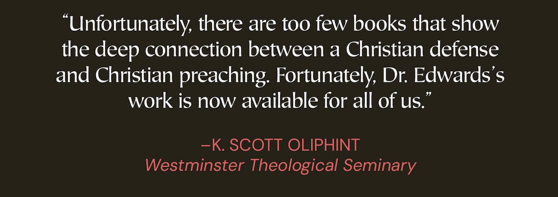 Preaching and apologetics were never meant to be strangers.  How should apologetics shape the pulpit? How do we expose unbelief while exalting the sufficiency of Christ? How do we preach sermons that both commend the gospel persuasively and confront unbelief faithfully? For too long, preaching and the defense of the faith have been treated as separate callings—one for heralding truth, the other for answering objections. But in the New Testament, they are tied at the hip: proclamation carries its own persuasion, and apologetics flows through the veins of gospel preaching.  In Pulpit Apologetics, Dr. William Robert Edwards draws on the theological vision of Cornelius Van Til to show how apologetics flows naturally from Christ-centered proclamation. Rather than seeing apologetics as a bolt-on argument or academic exercise, Edwards demonstrates that true persuasion comes through pressing the claims of Christ upon the conscience in the very act of preaching.  This book is for preachers, seminarians, and church leaders who long to press the crown rights of Christ with clarity, boldness, and persuasion in an age of skepticism and unbelief.