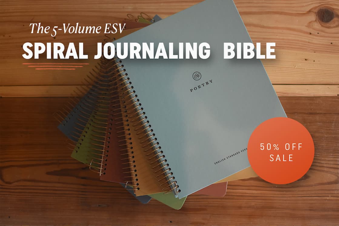 A Spiral-Bound Bible Set, Crafted for Comfortable Study and Note Taking  The ESV Spiral-Bound Journaling Bible, Five-Volume Set was created from the ground up to facilitate in-depth note taking. Divided into 5 individual volumes--Pentateuch; Historical Books; Poetry; Prophets; and New Testament--this set features the complete ESV Bible text in an inviting, easy-to-read layout with generous space for notes. The spiral-bound format lays flat for comfortable reading and writing. Designed to encourage deeper interaction with Scripture, this journaling edition is ideal for recording prayers and reflections.