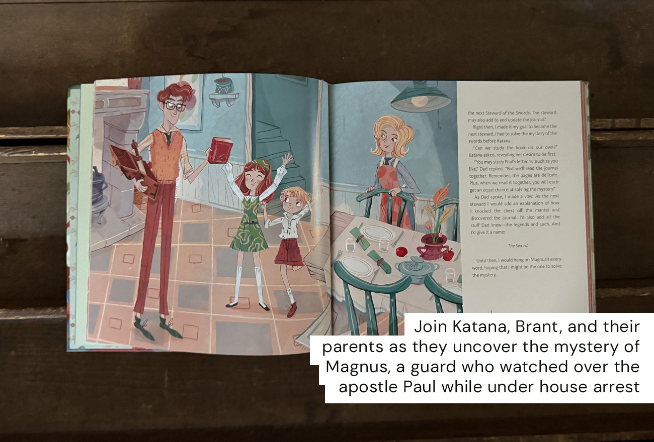 Following the format of his popular storybook studies, Machowski weaves a Bible study of the book of Romans with a fictional story. The Sword shares the story of Katana and Brant who find a wooden sword and ancient journal belonging to Magnus, a one-time gladiator who became a guard who watched over the apostle Paul while he was under house arrest. Their discovery leads the siblings on a quest to reveal the mystery of the swords by studying Magnus's journal. The Bible study portion of The Sword is presented as the study notes of Magnus. It was through his study of the gospel from Paul's letter to the Romans that Magnus received the Sword of the Spirit, the Word of God. Readers will learn alongside Katana and Brant the bad news of our sin and the good news that rescues us through the cross of Christ.