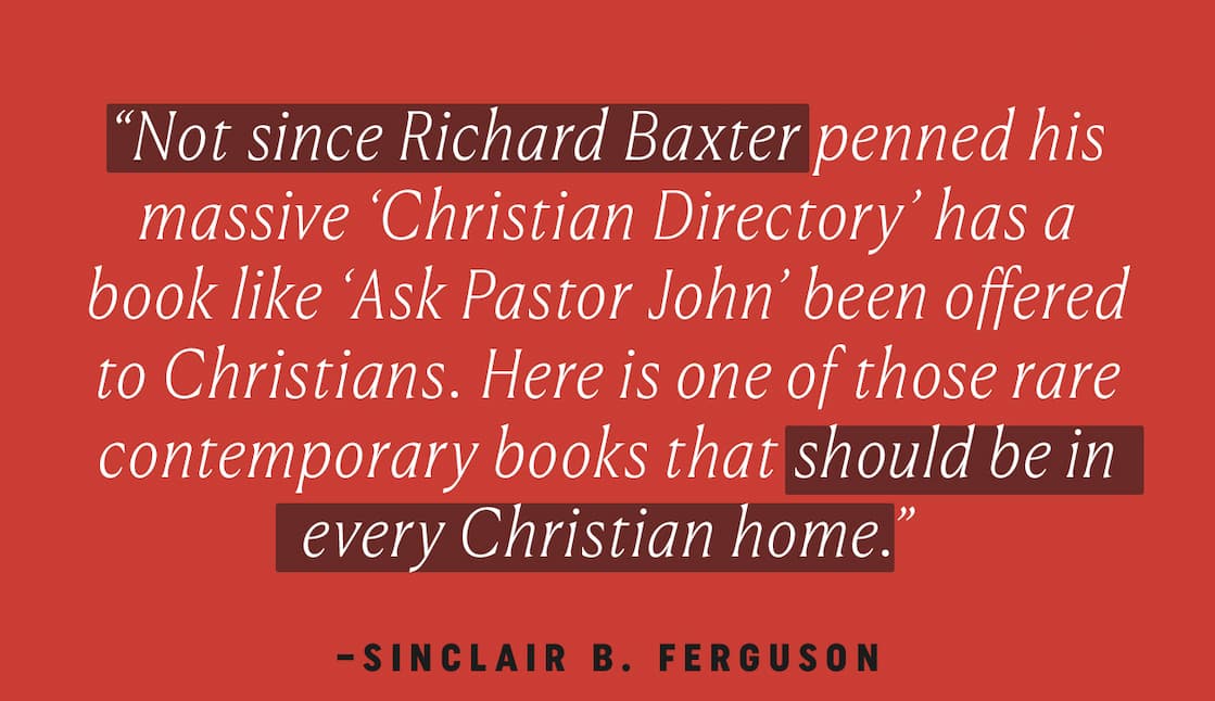 John Piper's Answers to Hundreds of Questions about Ethics, Theology, the Bible, and More  Navigating the Christian life in a secular world will inevitably stir questions in the lives of thoughtful believers. Motivated by the need for sound biblical advice, Ask Pastor John was formed, a podcast featuring pastor-theologian and bestselling author John Piper's answers to audience-proposed questions about life's toughest topics. Podcast episodes have been played over 230 million times and have become a staple in the lives of Christians around the world.  In this unique book, Ask Pastor John host Tony Reinke summarizes and organizes ten years of their most insightful and popular episodes into accessible, thematic sections. Readers will be able to quickly and systematically access Piper's insights on hundreds of topics including Bible reading, dating, social media, mental health, and more. We discover afresh how asking good questions strengthens faith and grows our understanding of God's word.