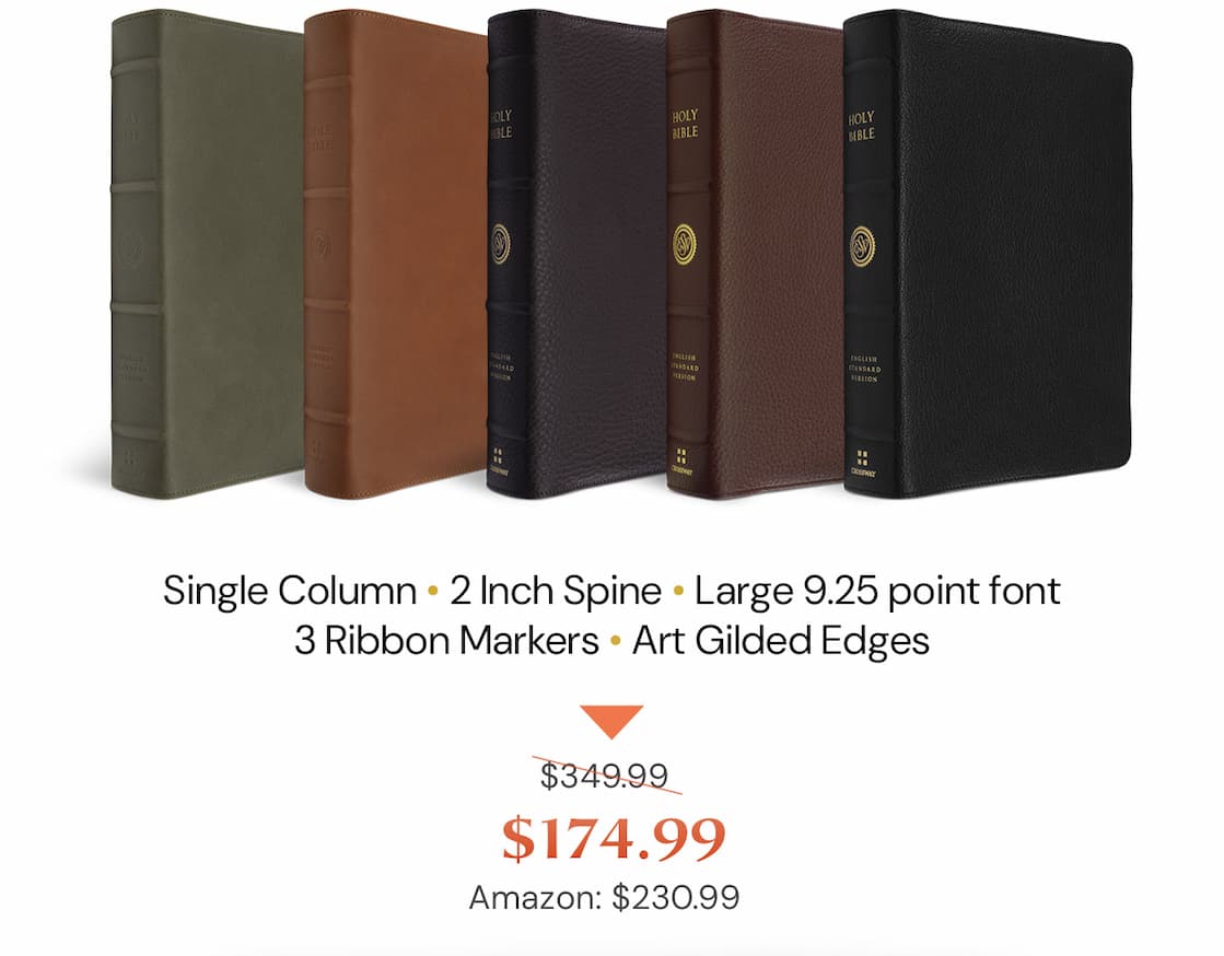 Created with the highest-quality materials, the ESV Heirloom Bible is an elegant Bible printed and bound with superior craftsmanship by Royal Jongbloed in the Netherlands. This Bible features European Bible paper, an extra smooth sewn binding, art gilding, and multiple ribbon markers.  Manufactured with care and precision, the ESV Heirloom Bible is guaranteed to last a lifetime.