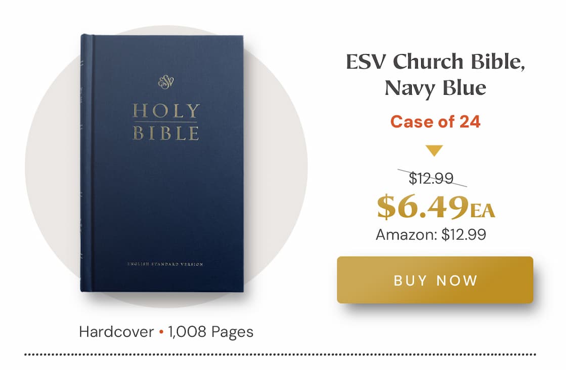 Churches want every person who walks through their doors to encounter God’s Word—but providing quality Bibles for worship services and outreach can quickly become expensive.  The ESV Church Bible offers a simple solution. Designed specifically for congregational use, it combines a durable cover with an affordable price, making it easy for churches to keep Bibles in the pews, welcome visitors with a thoughtful gift, or distribute Scripture widely in their community.  Equip your church with reliable, readable copies of God’s Word so that every service, every guest, and every ministry moment points people back to the Bible.