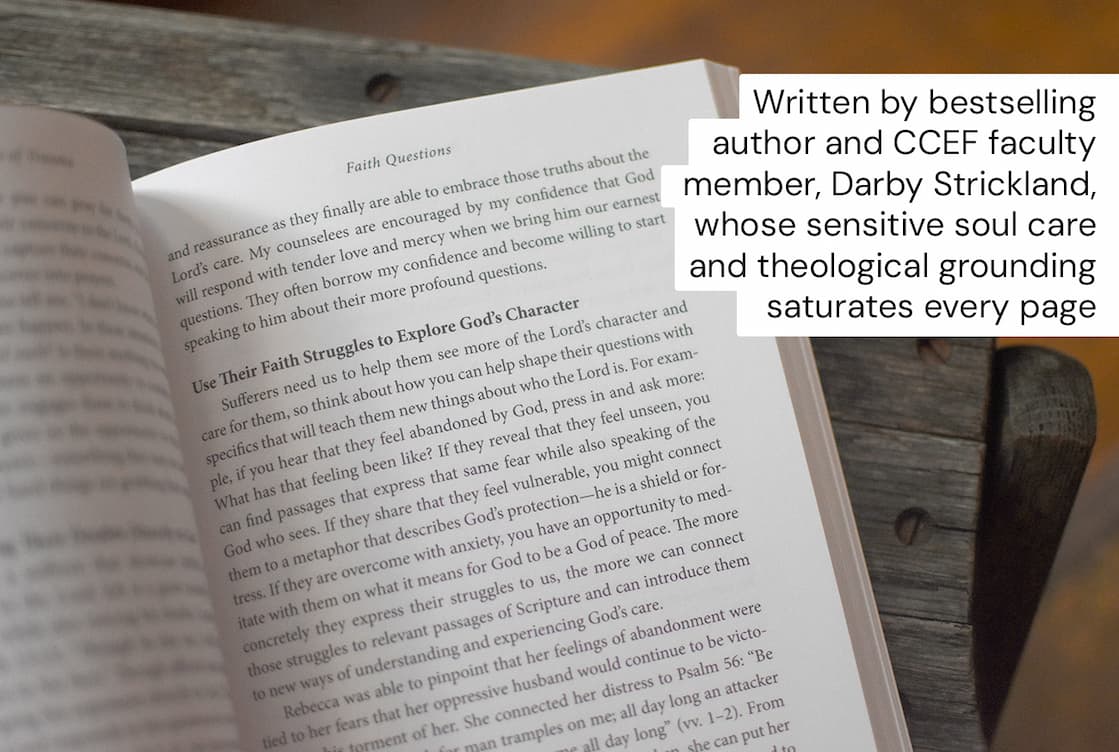 Every Sunday, men and women scarred by crises and betrayals worship among us. Our Lord not only calls us to help them but equips us to do so. Out of her careful study of Scripture and years of counseling experience, Darby Strickland has written a comprehensive resource to help counselors, church leaders, and laypeople understand the unique wounds of trauma—and then come alongside sufferers with effective, thoughtful care that shows the love of Christ. You’ll learn how to identify and name common wounds of trauma (physical anguish, shame, hypervigilance, reexperienced trauma, avoidance, faith questions) so people feel understood. use gentle discovery questions and reflection prompts to listen well, pace your care, and avoid further injuring sufferers. shape church communities that lament honestly, protect the vulnerable, and patiently encourage restoration and healing. Also includes reproducible worksheet, guide to medical referrals, and case studies.