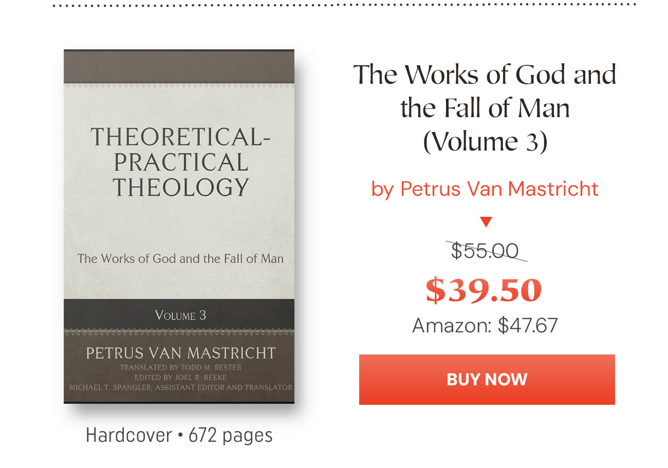 "Mastricht’s work was published originally in 1698-99 in Latin and represented a theological system still committed to, for example, Scripture as the foundational and final authority, the classic Trinitarian and Christological formulae of Western Christianity, the Reformed confessions and covenant theology, and a vibrant emphasis on practical preaching." - Todd Rester