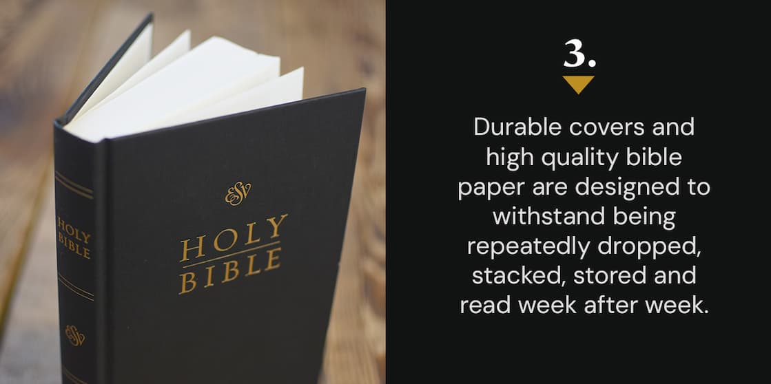 Churches want every person who walks through their doors to encounter God’s Word—but providing quality Bibles for worship services and outreach can quickly become expensive.  The ESV Church Bible offers a simple solution. Designed specifically for congregational use, it combines a durable cover with an affordable price, making it easy for churches to keep Bibles in the pews, welcome visitors with a thoughtful gift, or distribute Scripture widely in their community.  Equip your church with reliable, readable copies of God’s Word so that every service, every guest, and every ministry moment points people back to the Bible.