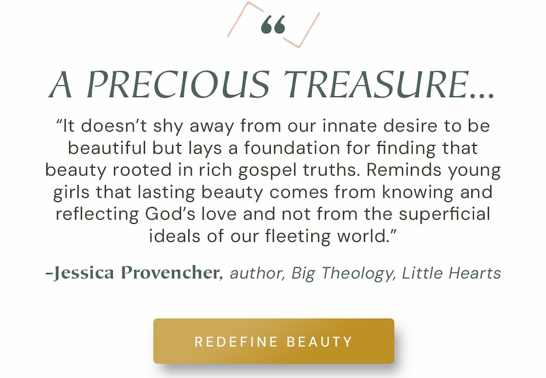 Devotional Teaches Girls the Unique Ways They Are Made Beautiful in God's Image  In a society that values physical beauty, worldly achievements, and popularity, many young people suffer under the weight of the world's expectations. The pressure to conform is especially intense for young girls who long to be accepted. Thankfully, the Creator of the world doesn't judge our beauty through these impossible ideals. Instead, he focuses on the character of our hearts--our love for Christ, our fear of him, and our continual transformation by his grace.  Written for girls ages 9-12, this devotional traces the theme of beauty to help young readers know and love the one who created them in his likeness. Each reading includes a portion of a poem, a related Bible verse, a concise devotion, and a brief prayer. As young readers marvel at the beauty of God, they will be transformed, learning that the more they appreciate God's beauty, the more beautiful they will become.