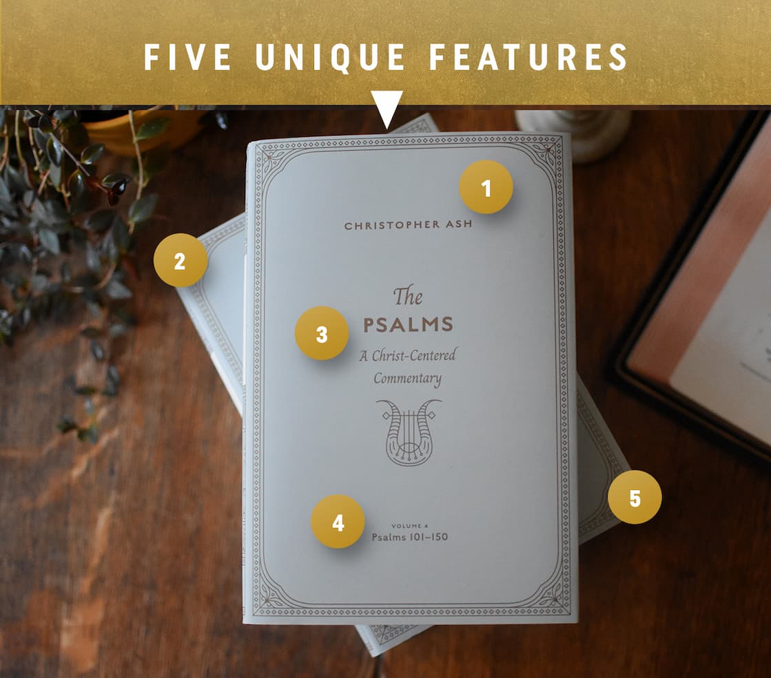 In this comprehensive, 4-volume commentary, Christopher Ash provides a thorough treatment of all 150 Psalms, examining each psalm's significance to David and the other psalmists, to Jesus during his earthly ministry, and to the church of Christ in every age. The first volume in the set is a detailed handbook that explains how to interpret the Psalms with Christ at the center. The remaining 3 volumes cover each psalm in depth, with introductory quotations, a deep analysis of the text's structure and vocabulary, and a closing reflection and response. Ash also includes selected quotations from older readings of the Psalms, including patristic, medieval, Reformation, and post-Reformation scholars. Perfect for pastors, Bible teachers, and students, this commentary set helps readers sing and pray the Psalms with Christ in view.