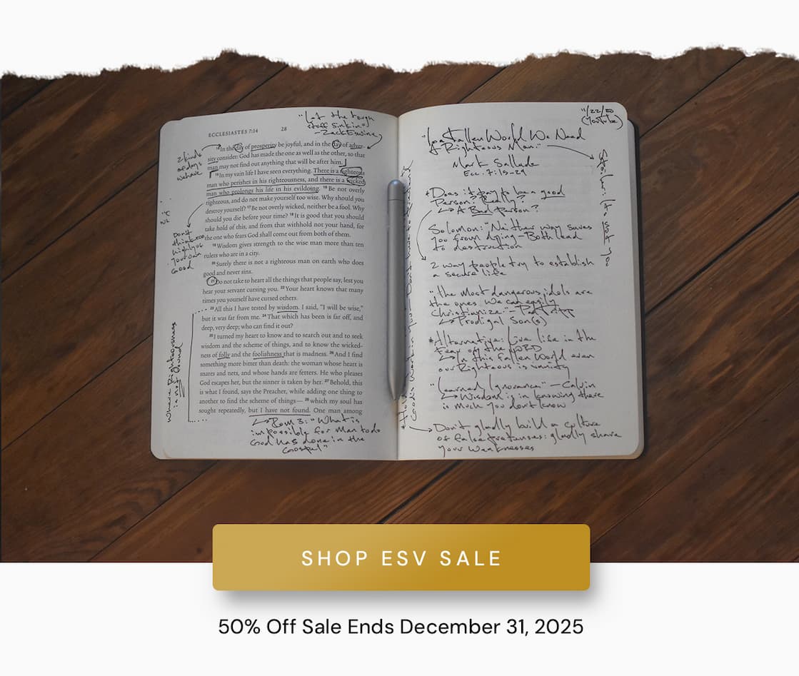 Capture and preserve your personal study notes with the ESV Scripture Journals. Each of the 45 volumes contains the complete ESV text with wide, lined margins and blank pages for notes, prayers, and reflections. Printed on premium paper and available in a variety of beautifully designed editions, these journals are perfect for recording sermon insights, memorization work, or a lifetime of study. Over time, your set will become a personalized, verse-by-verse commentary to deepen your love for and understanding of God’s Word.