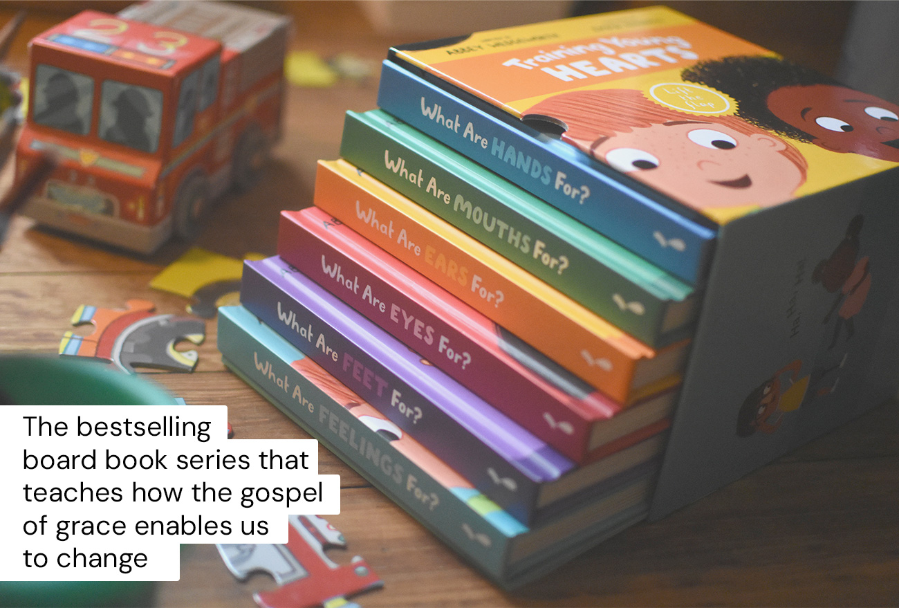 This collection of fun lift-the-flap board books for small children addresses the attitudes of the heart that underpin behavior and explains how the gospel of grace enables us to change. These helpful and engaging training tools will help you not only to guide your kids in positive behavior but also teach them about God's amazing grace! The beautiful box set contains... What Are Hands For? What Are Mouths For? What Are Feet For? What Are Eyes For? What Are Ears For? What Are Feelings For? A guide for parents is also included to help them think through how to refer back to these resources when specific behaviors need both to be corrected and to be connected to forgiveness, grace and growth. Gift this colorful, eye-catching and practical box set at baby showers, child dedications and first birthday parties, or get it for your own children's bookshelf.