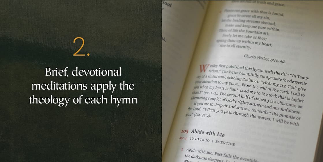 This elegant cloth-bound devotional features 365 hymns from the Middle Ages to the twentieth century, each paired with a brief meditation. Includes a title index and ribbon. Marks hymns for Passion Week and Advent.