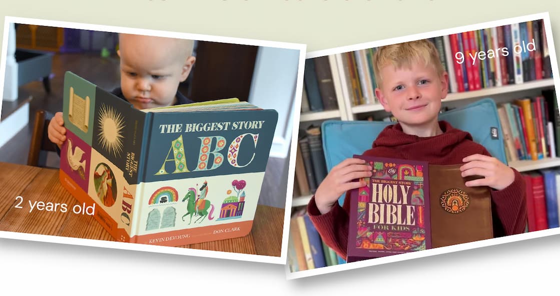 Illustrated ESV Bible Filled with Fun Resources to Help Children Learn and Apply God's Word When children are ready for a Bible of their own, choose one that captures their attention and helps them understand God's plan of redemption. ESV The Biggest Story Holy Bible for Kids is perfect for ages 6-12. Each book of the Bible opens with a colorful 3-page introduction that includes a summary, timeline, information about the author, character profiles, and more. Near the end of every chapter, "Digging Deeper" sections recap the passage and prompt kids to "Learn, Reflect, Discover, and Pray" about what they've just read.