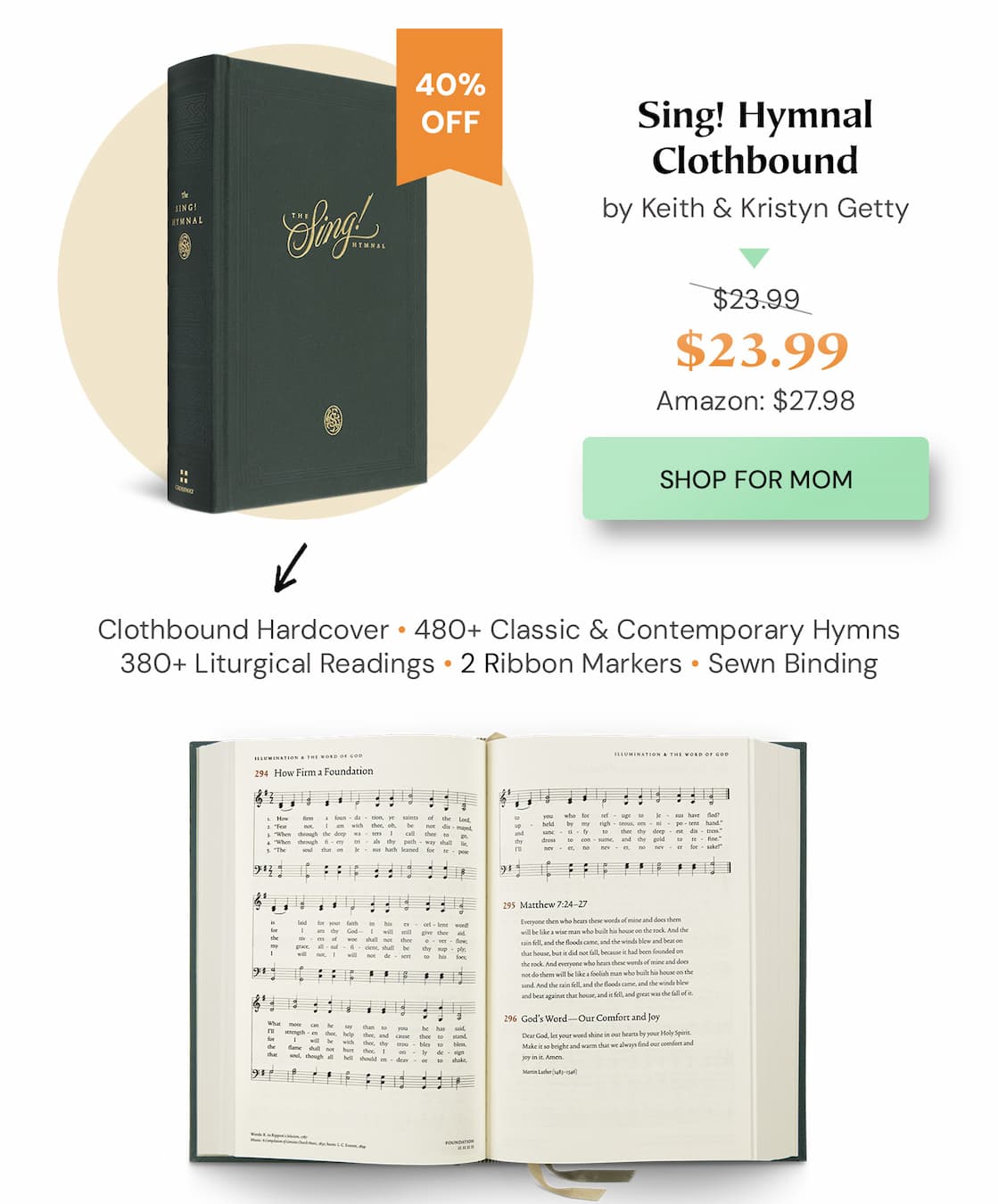 ymnal from Keith and Kristyn Getty Highlights the Beauty of Christian Theology Through Worship  Blending music and poetry, hymns beautifully bring Christian theology to life. With each verse, rich lyrics echo the timeless truths of Scripture and proclaim the unchanging message of salvation. For centuries, Christians have used these treasured resources in private and corporate worship, and The Sing! Hymnal now presents the profound beauty of hymnody to the next generation.
