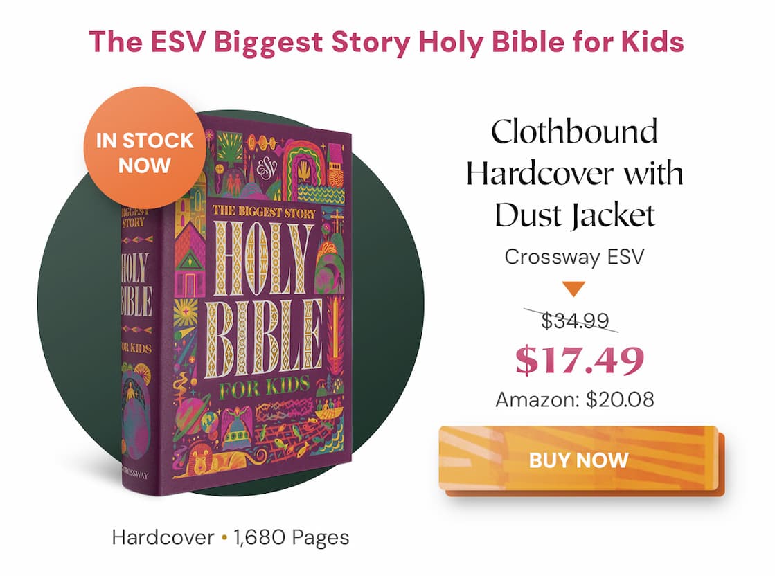 Illustrated ESV Bible Filled with Fun Resources to Help Children Learn and Apply God's Word When children are ready for a Bible of their own, choose one that captures their attention and helps them understand God's plan of redemption. ESV The Biggest Story Holy Bible for Kids is perfect for ages 6-12. Each book of the Bible opens with a colorful 3-page introduction that includes a summary, timeline, information about the author, character profiles, and more. Near the end of every chapter, "Digging Deeper" sections recap the passage and prompt kids to "Learn, Reflect, Discover, and Pray" about what they've just read.
