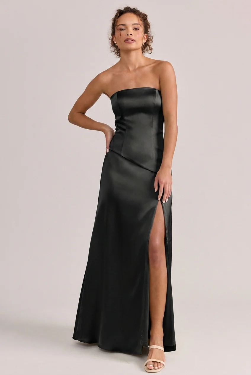 Black Satin Dress - Lennox