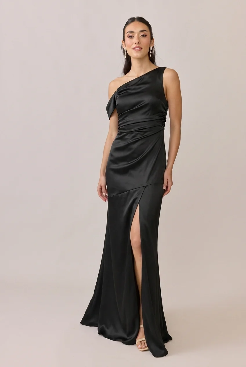 Black Satin Dress - Livvy