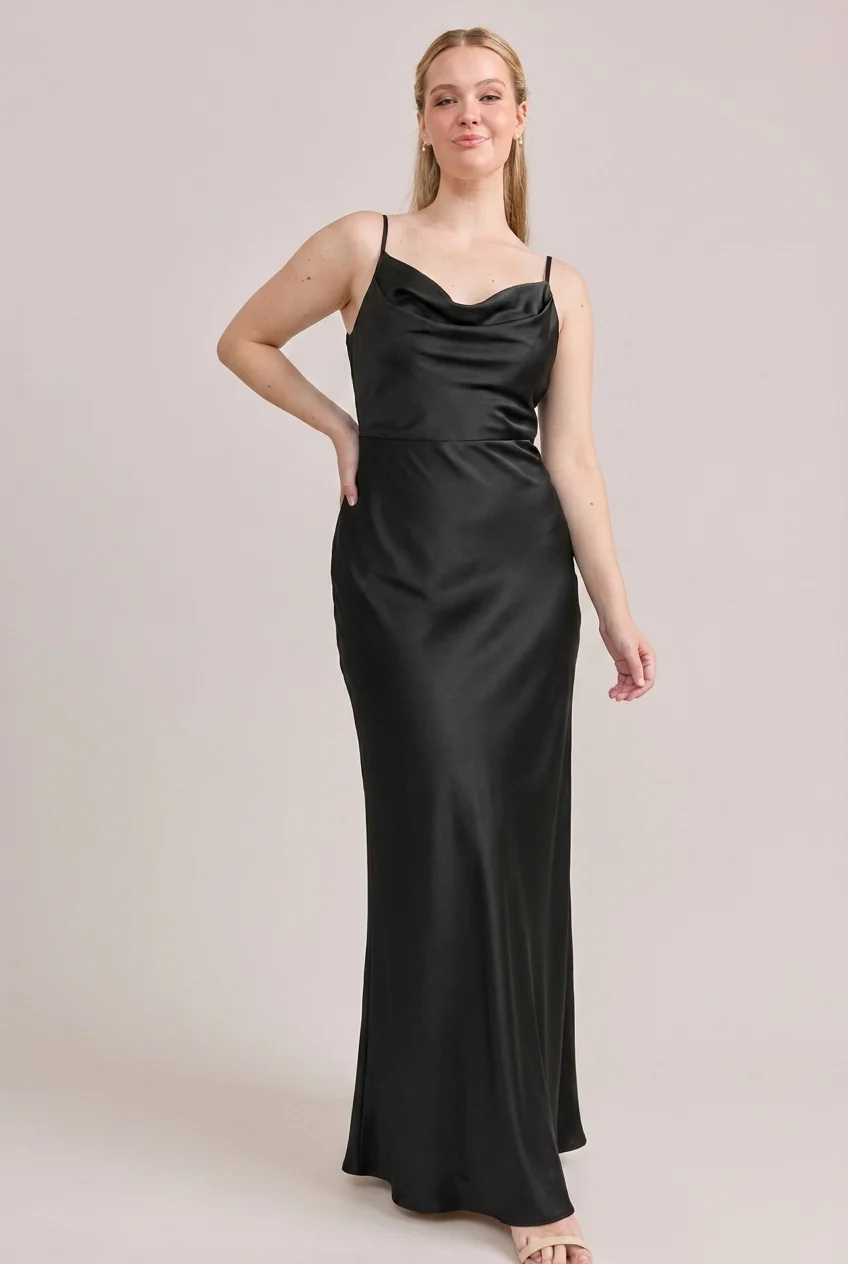 Black Satin Dress - Nadia
