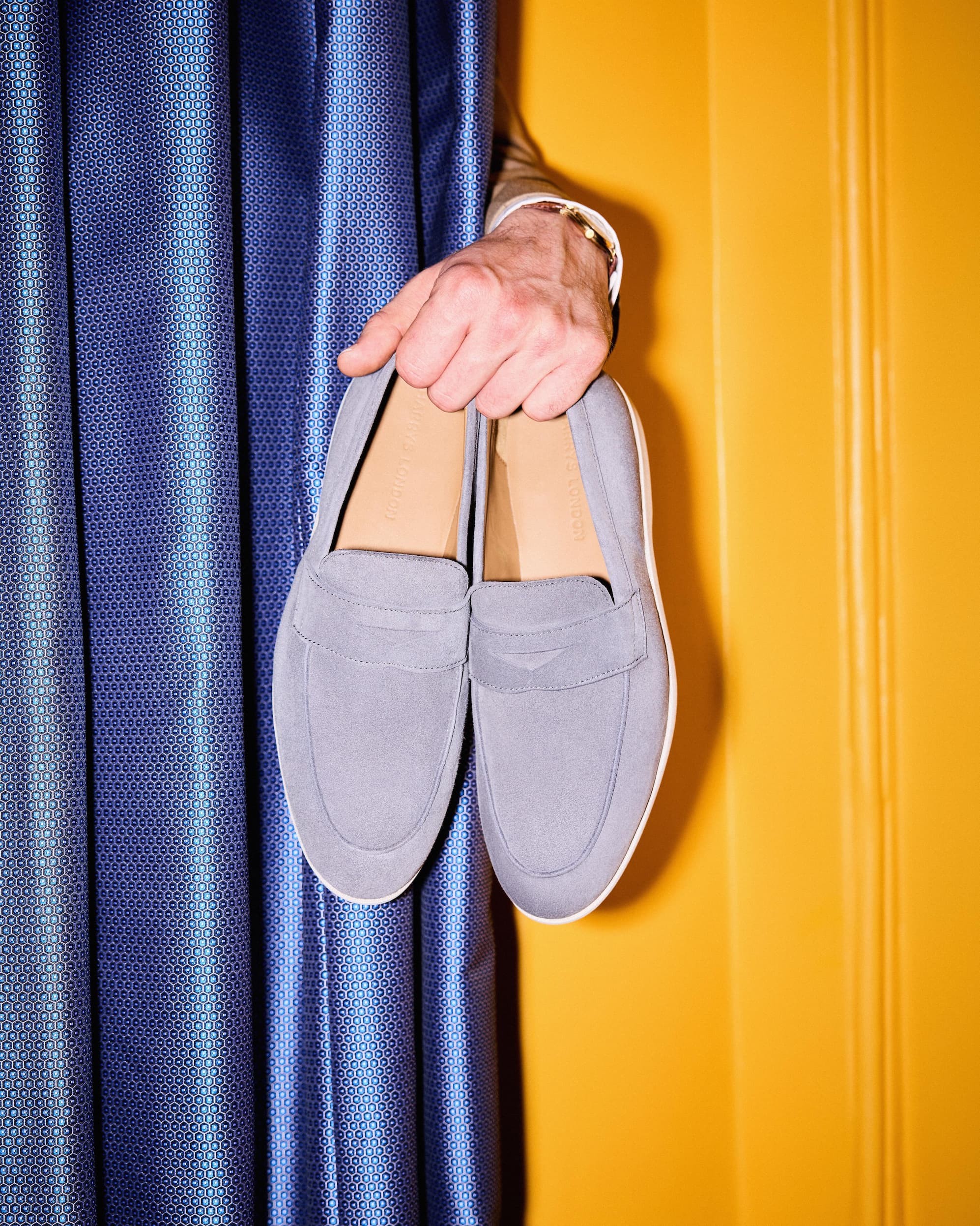Harrys of London Men Loafer Slide Old Money Handmade Leather Blue Vibram Mule 42 Herring Shoes Red Penny Loafers Charlton Size‎ 9 Goodyear  main image 3