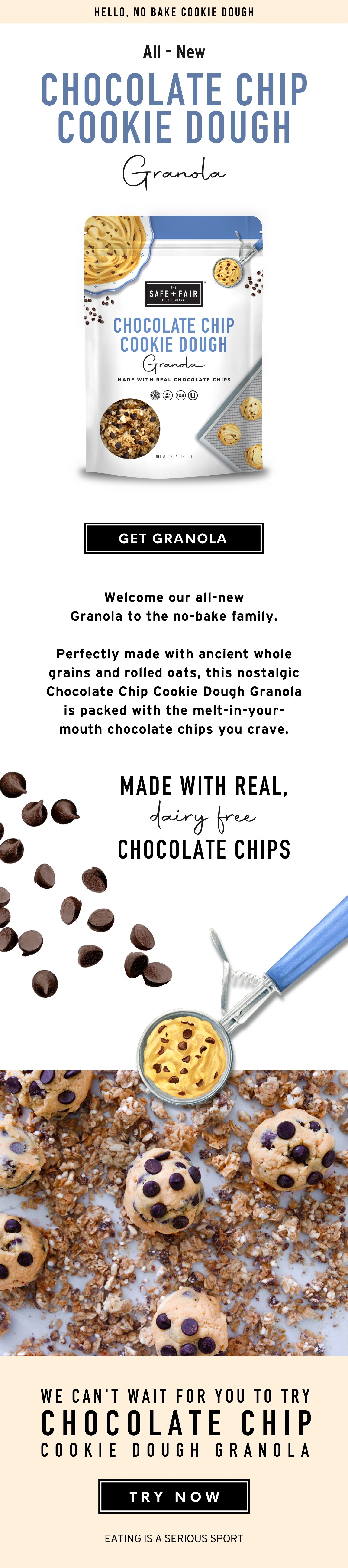 ALLNEW Chocolate Chip Cookie Dough Granola 🍪 Safe And Fair