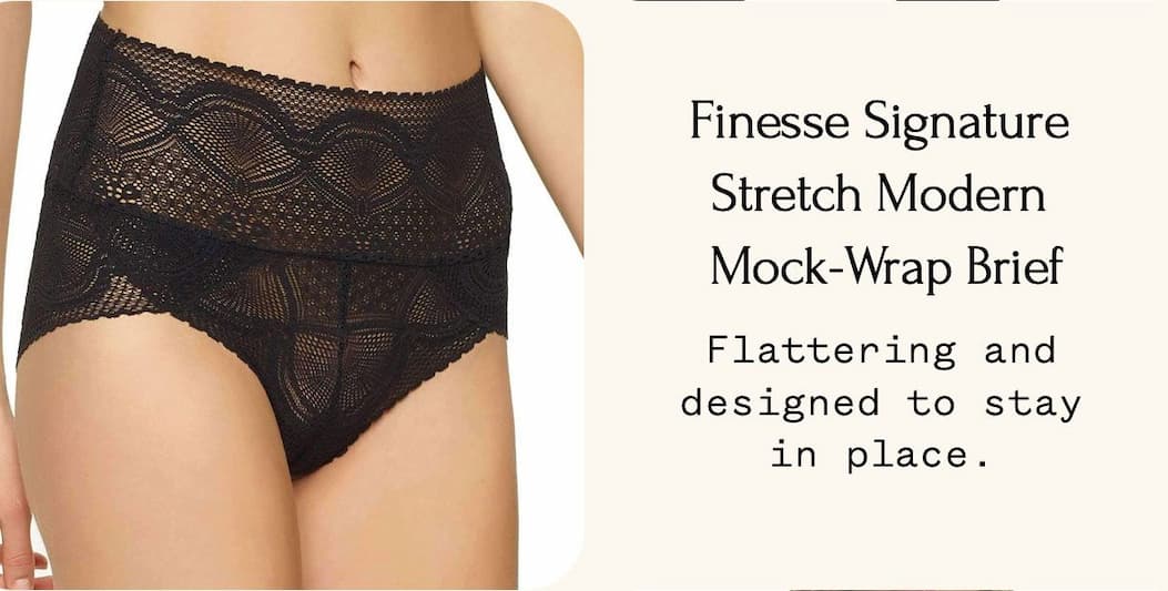Finesse Signature Stretch Modern Mock-Wrap Brief Flattering and designed to stay in place.