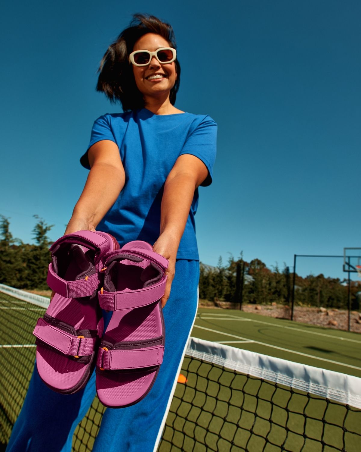 Andie wears Mixed Berry Lochie Sandal