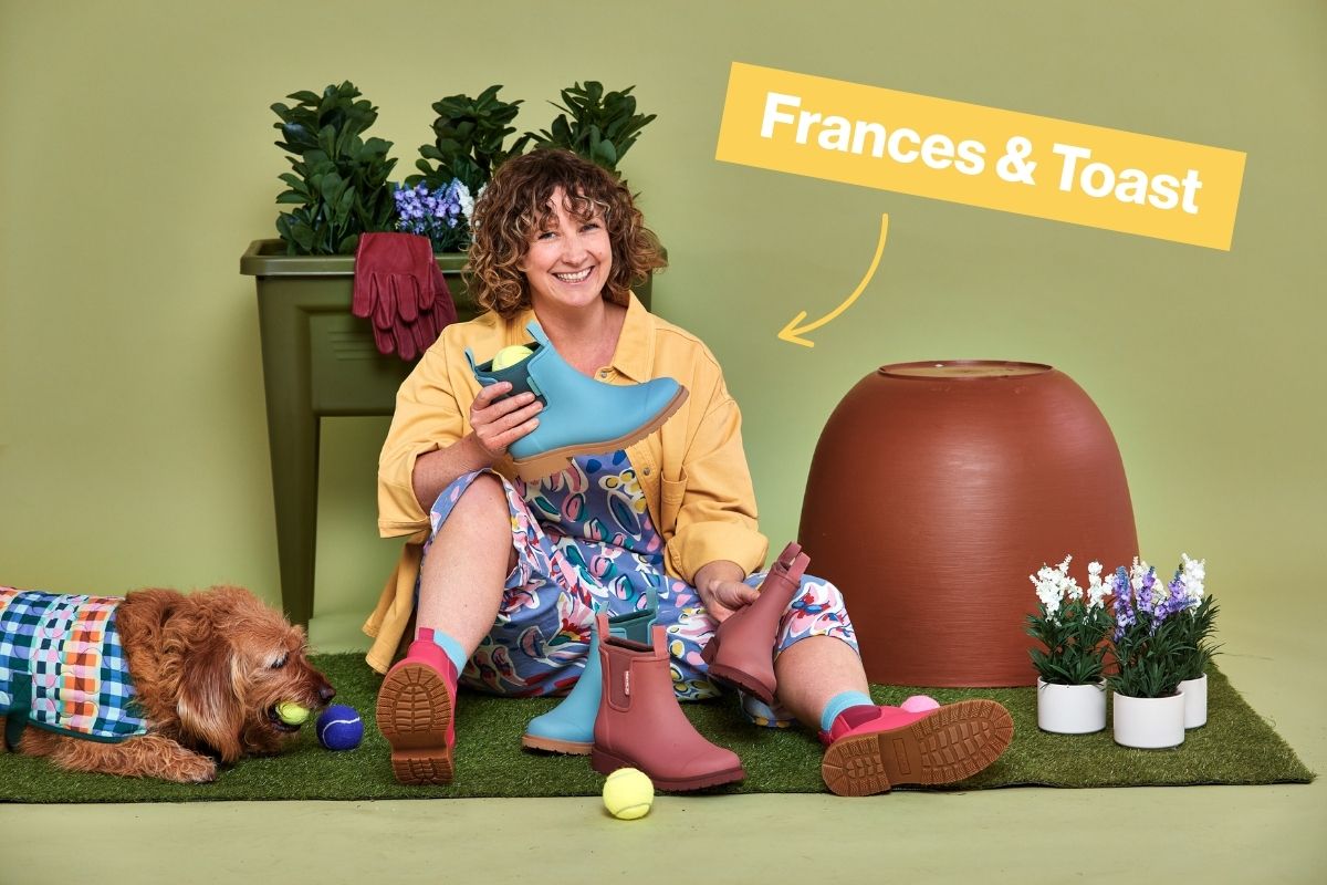 Frances wears Clay & Seafoam Bobbi Boots with Toast