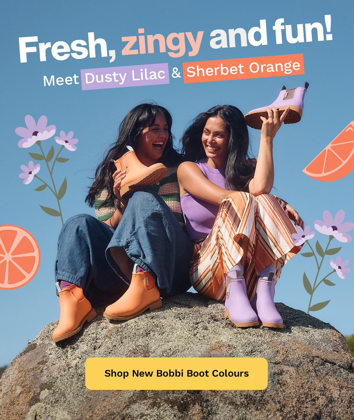 Fresh, zingy, and fun! Meet Dusty Lilac & Sherbet Orange.