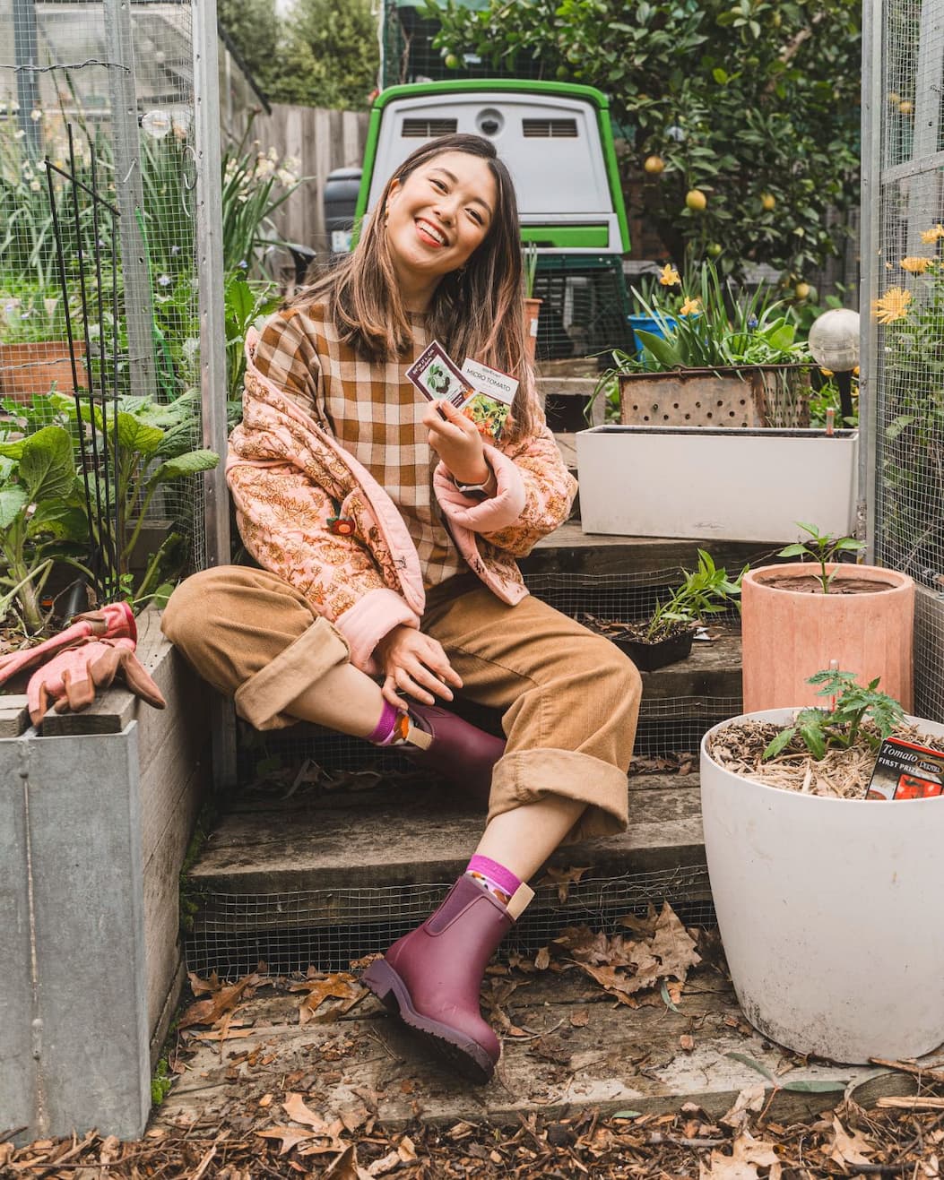 @connieandluna wears Dark Cherry Bobbi Boots