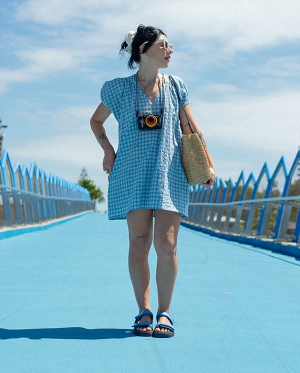 Lucy wears Ocean Evergreen Lochie Sandals in Surfers Paradise