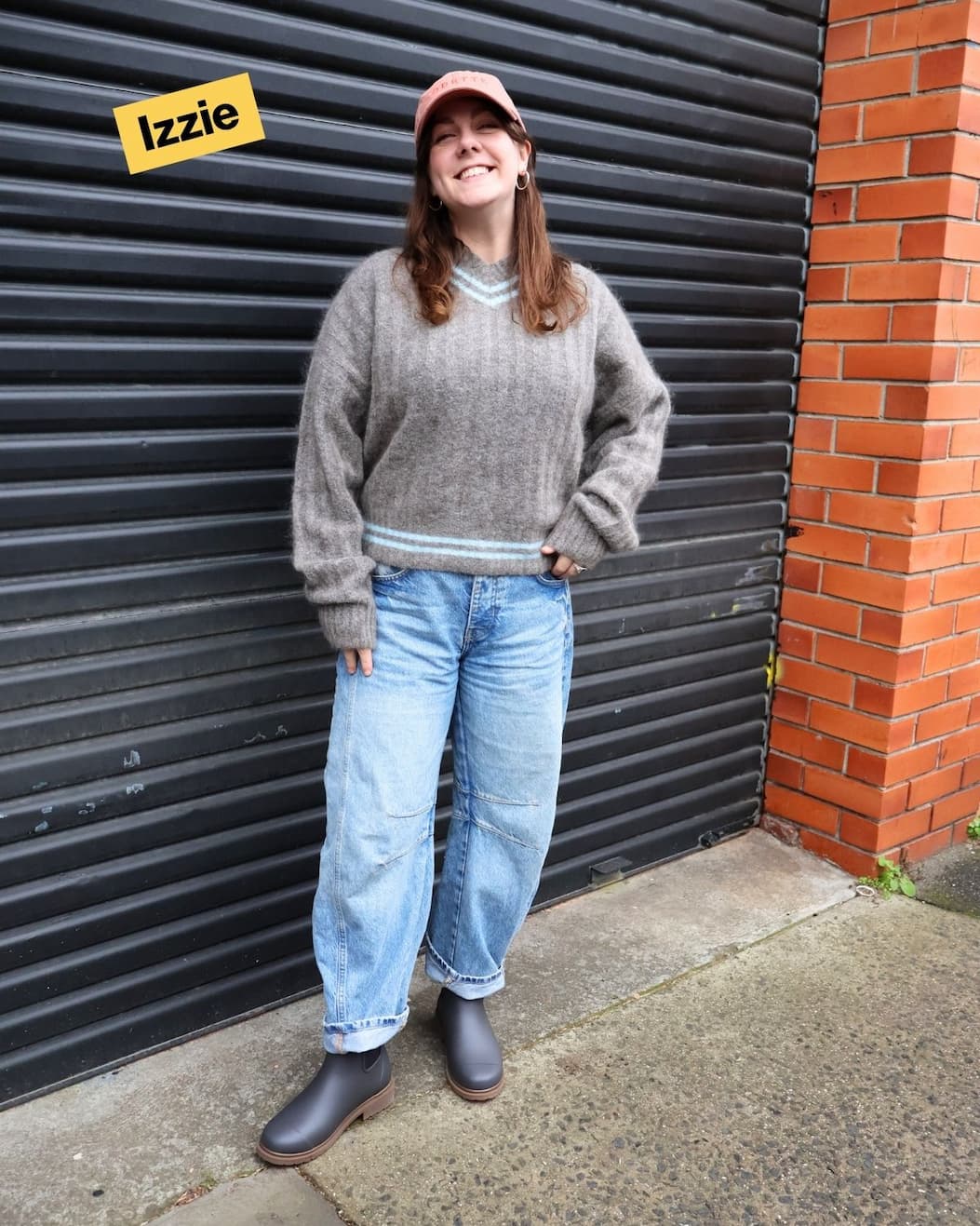 Izzie wears Charcoal Bobbi Boots