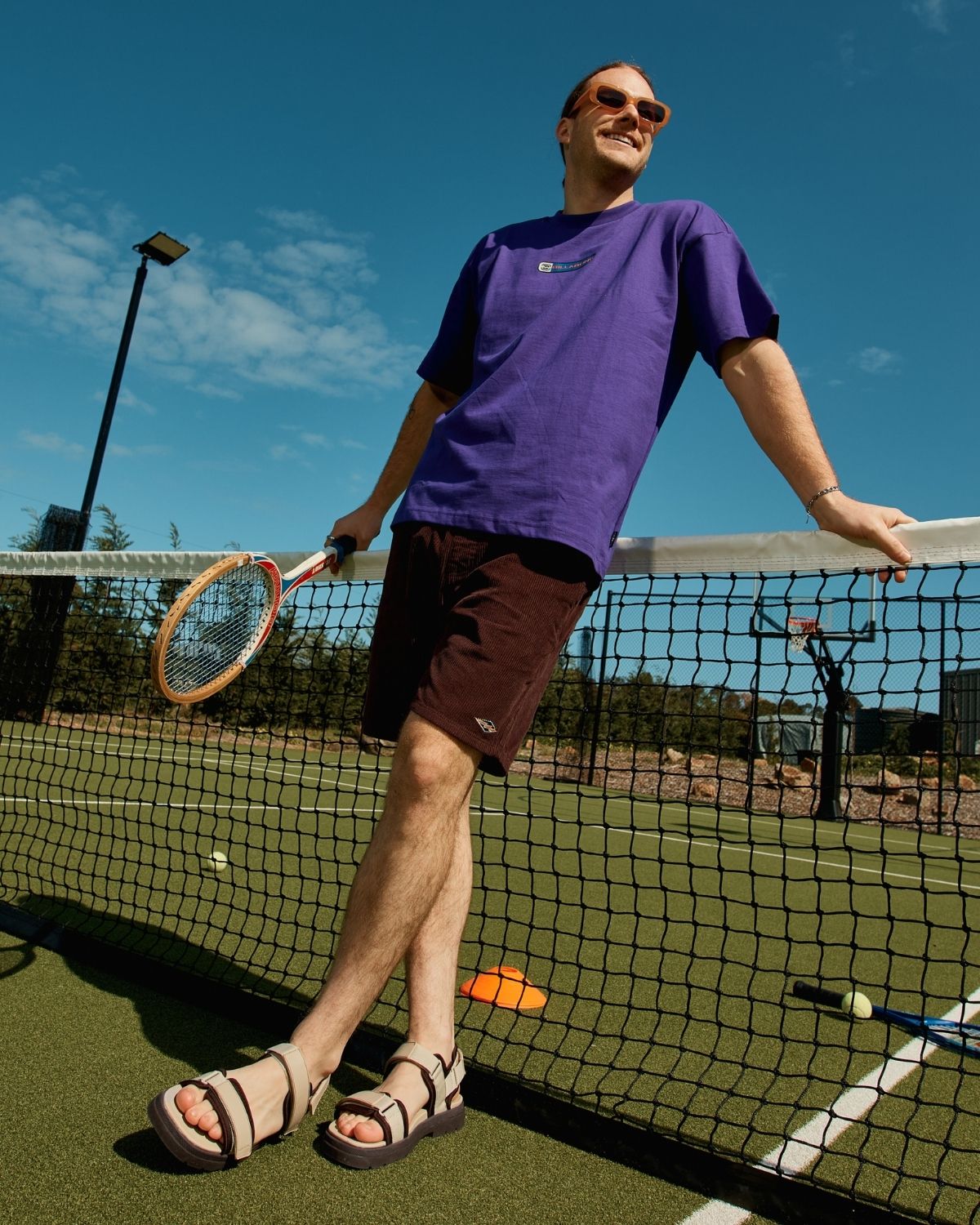 Lachie wears Sand & Chocolate Lochie Sandal