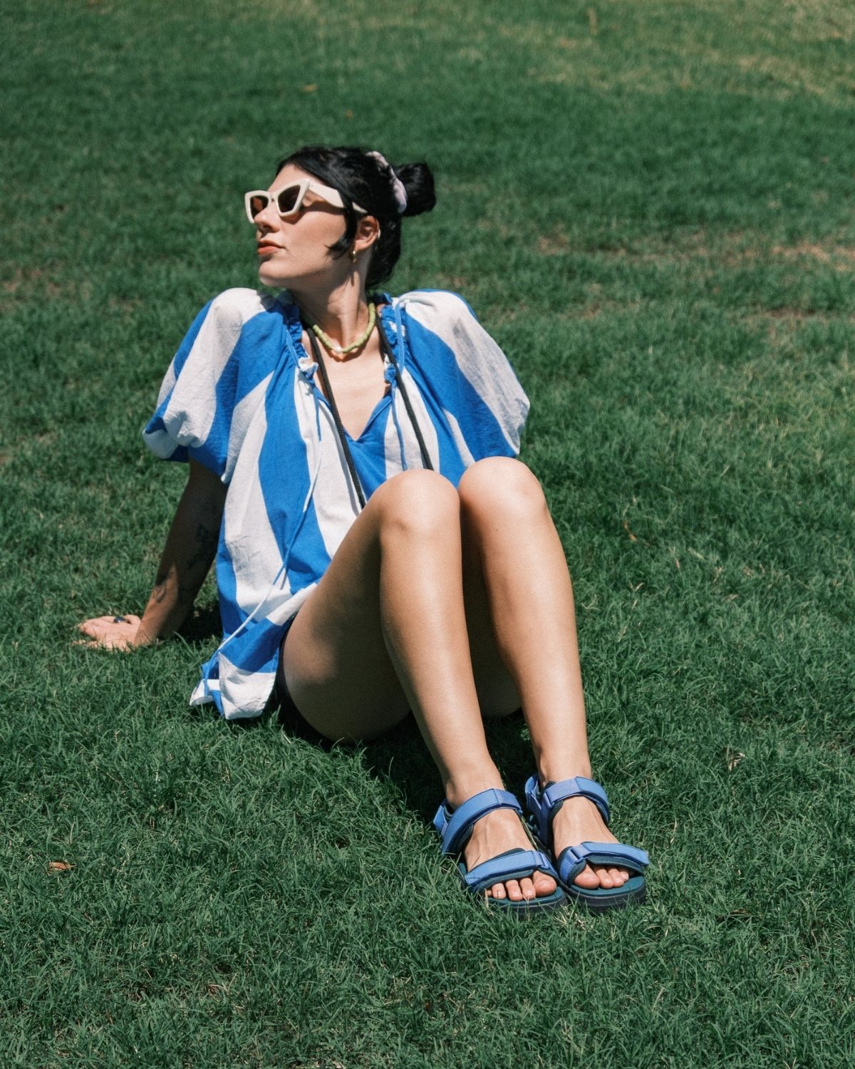 @lucy_lumen wears Ocean Evergreen Lochie Sandal