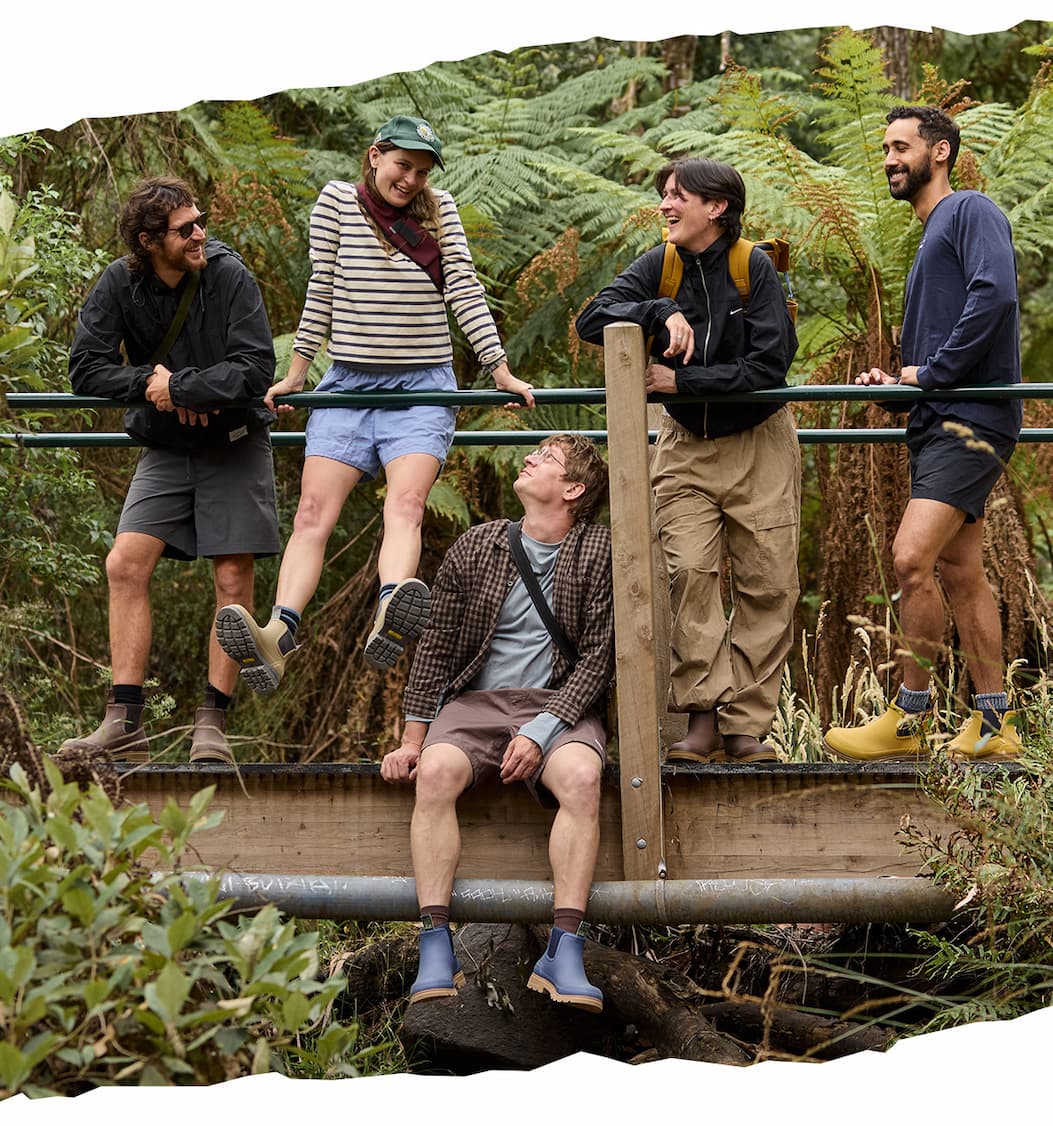 Friends wearing new Oberon Boot on a hike
