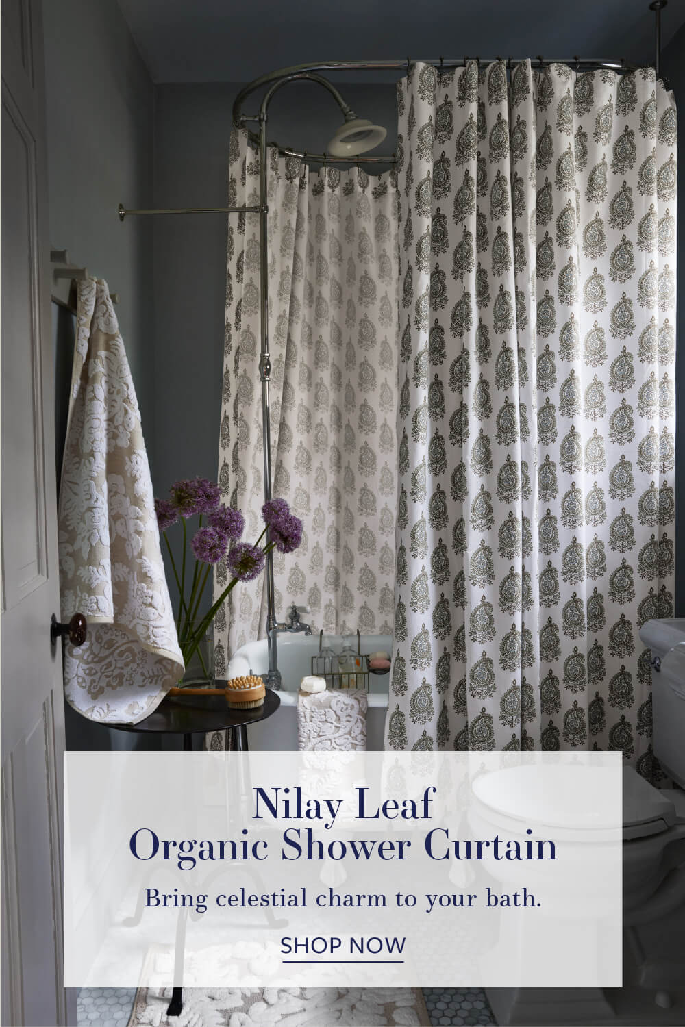 Nilay Leaf Organic Shower Curtain