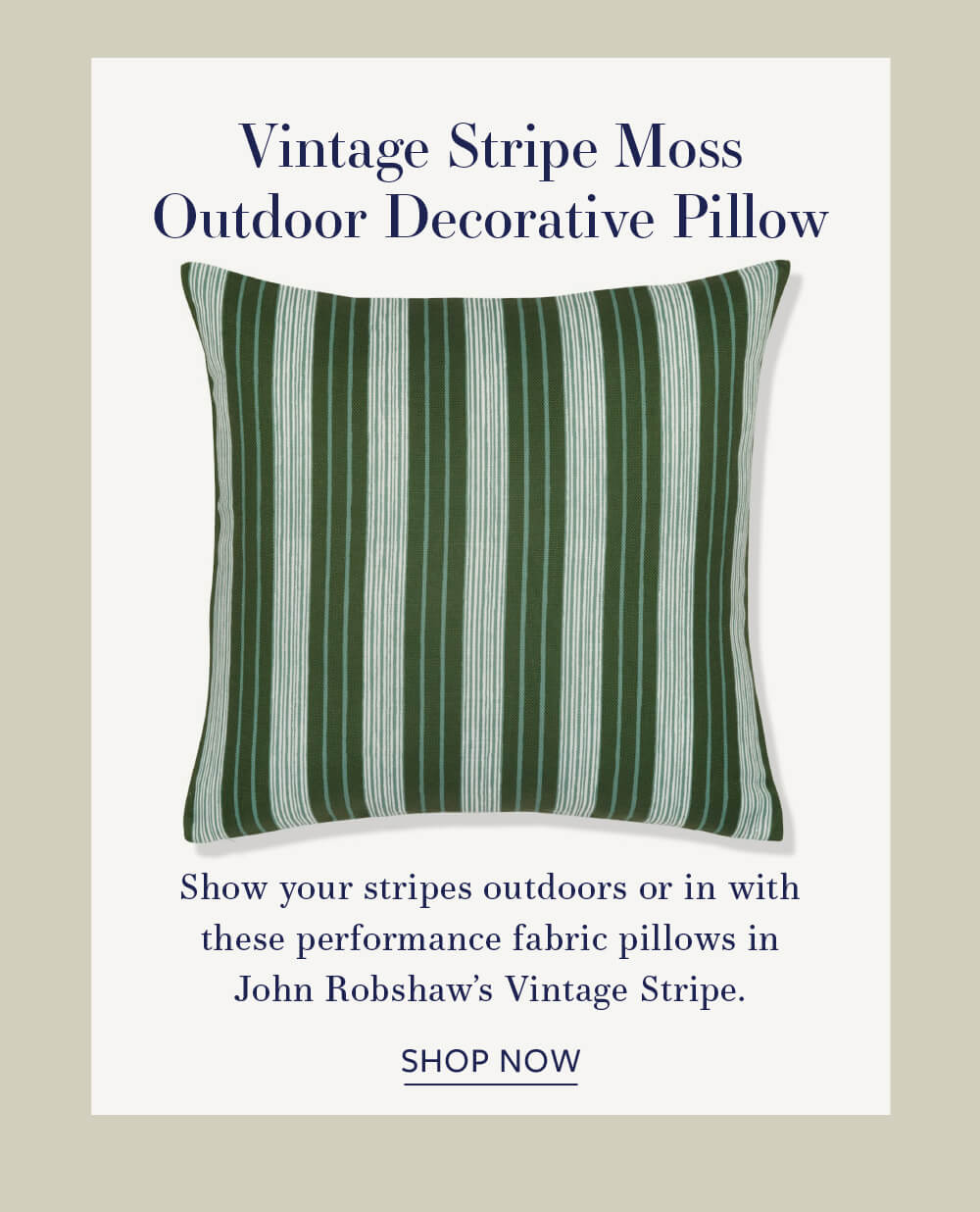 Vintage Stripe Moss Outdoor Decorative Pillow