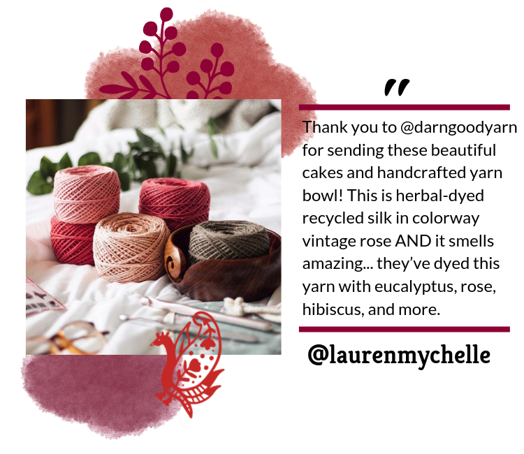 Lauren mychelle taking a shot of our natural dyed silk yar