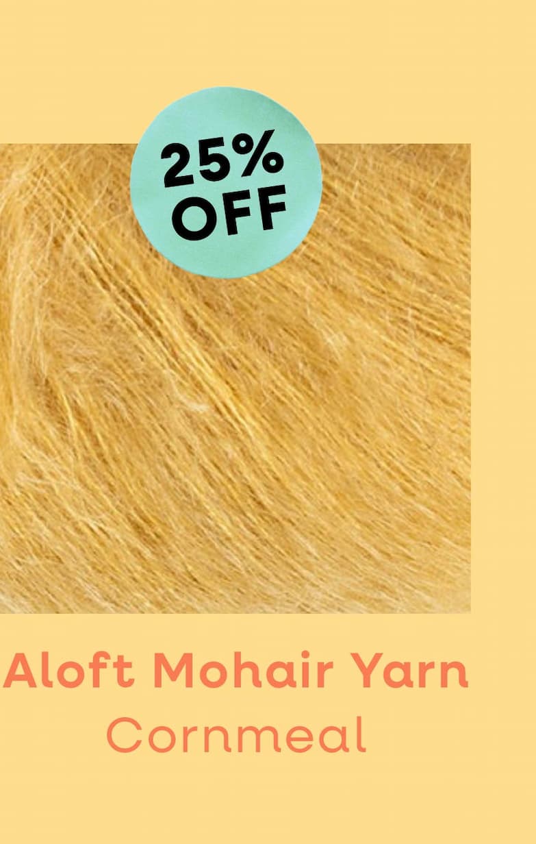 25% Off Aloft Mohair Yarn Cornmeal