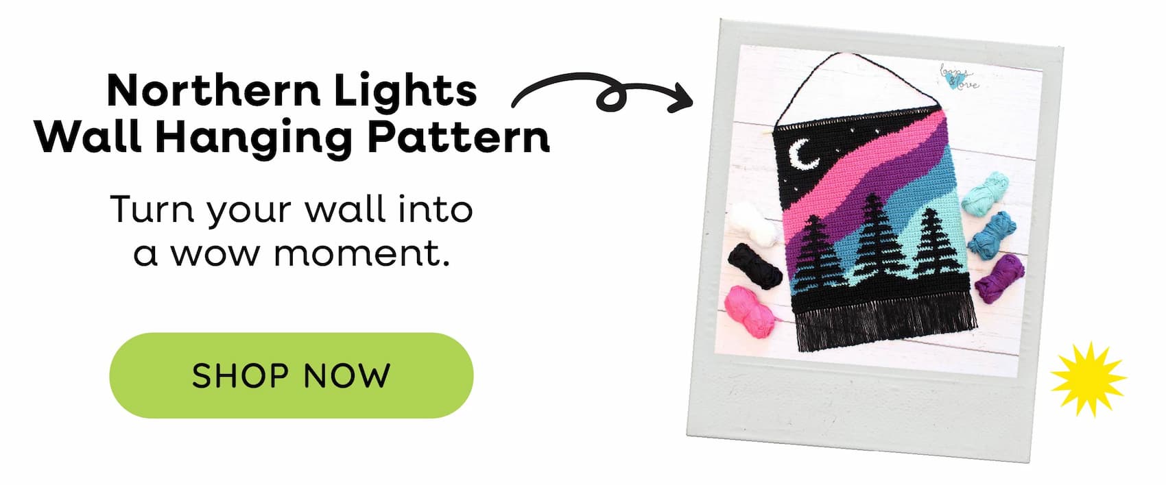 Northern Lights Wall Hanging: Turn your wall into a wow moment. Shop Now. A handmade crocheted colorful wall hanging pattern