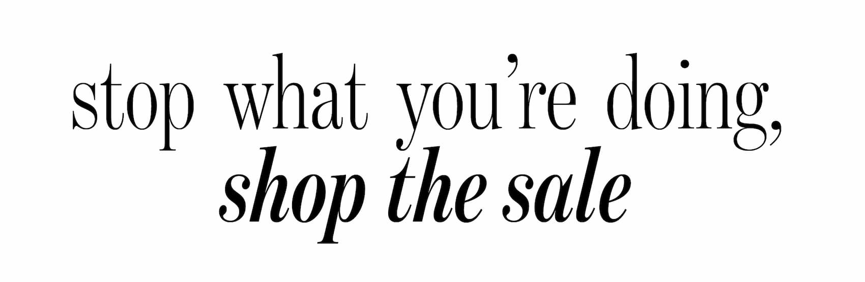 stop what you're doing, shop the sale >>