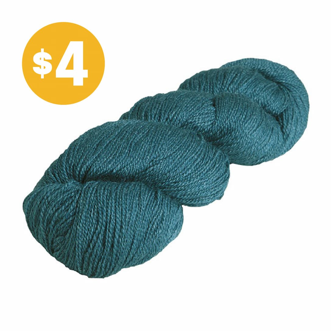Image: A skein of teal yarn. Text: $4 >>