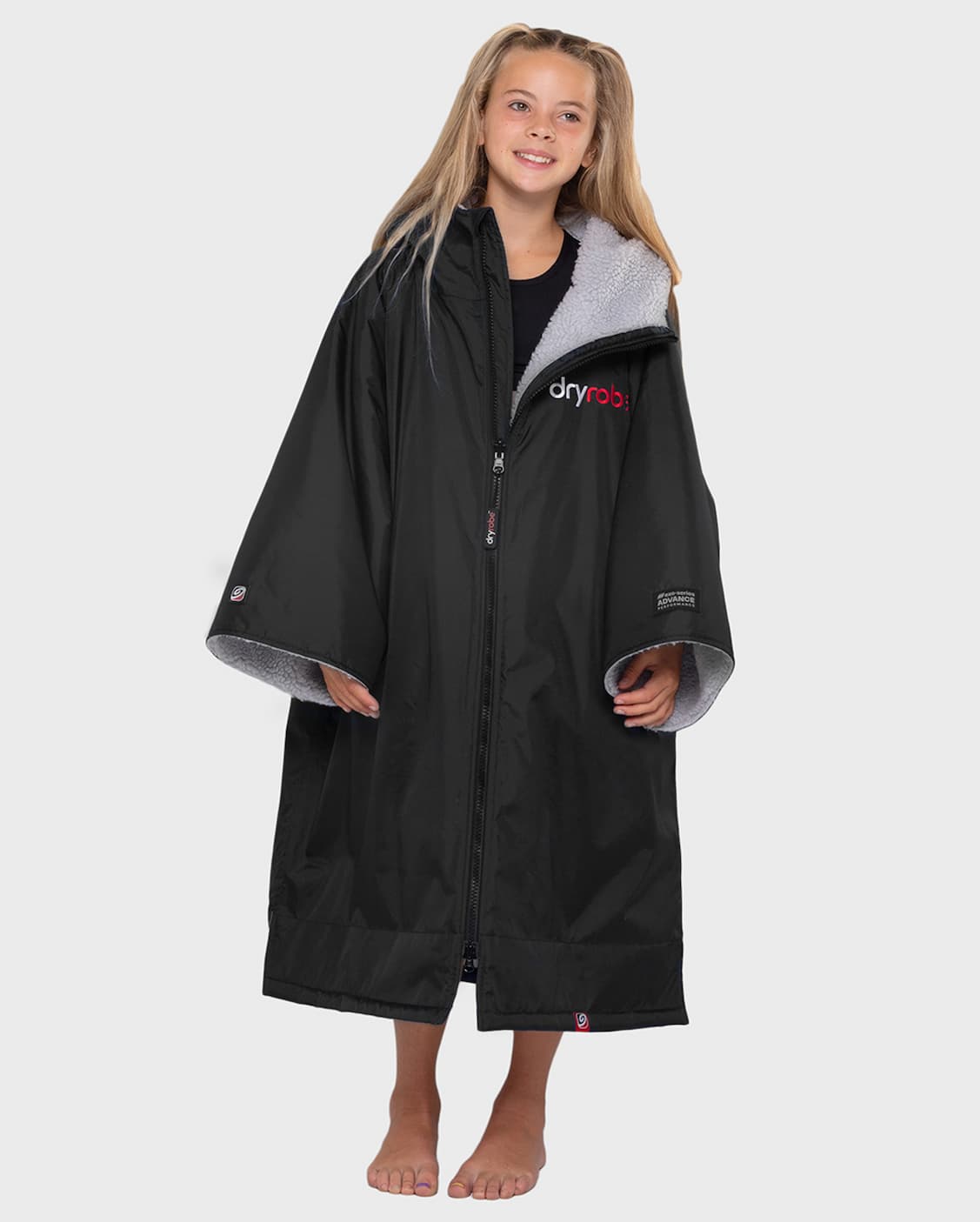 Black Grey Easy-Fit Kids Dryrobe® Advance Changing Robe