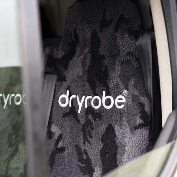 Close up of Dryrobe® seat covers in a van