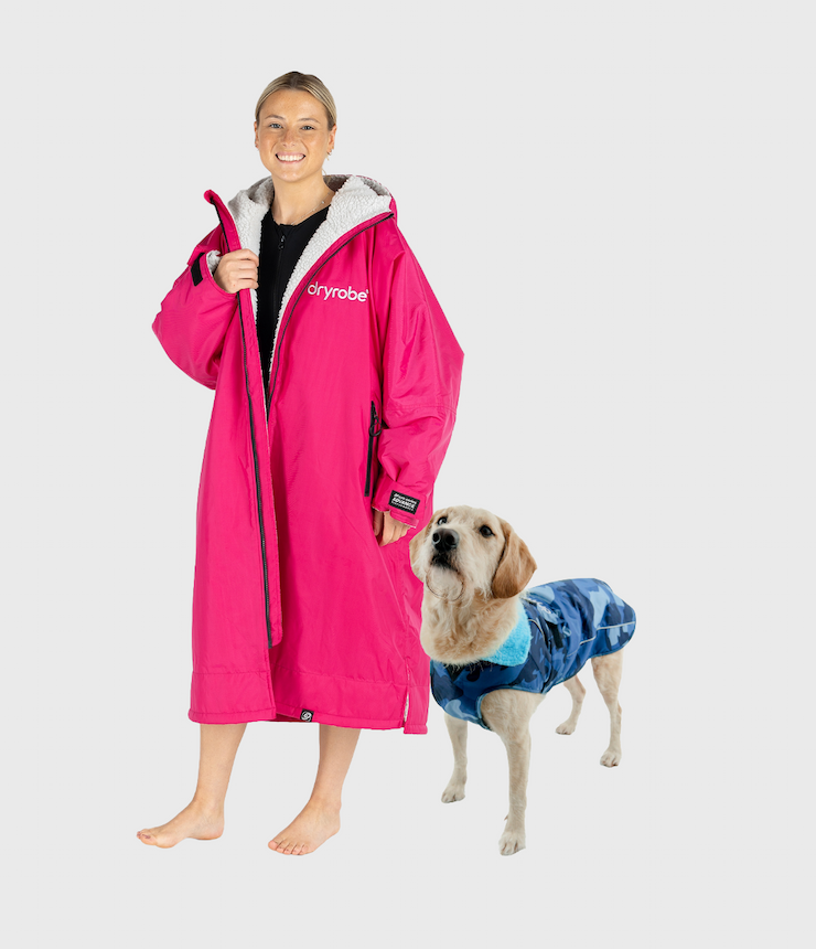 Dryrobe® Advance in Pink Grey with Blue Camo Blue Dog