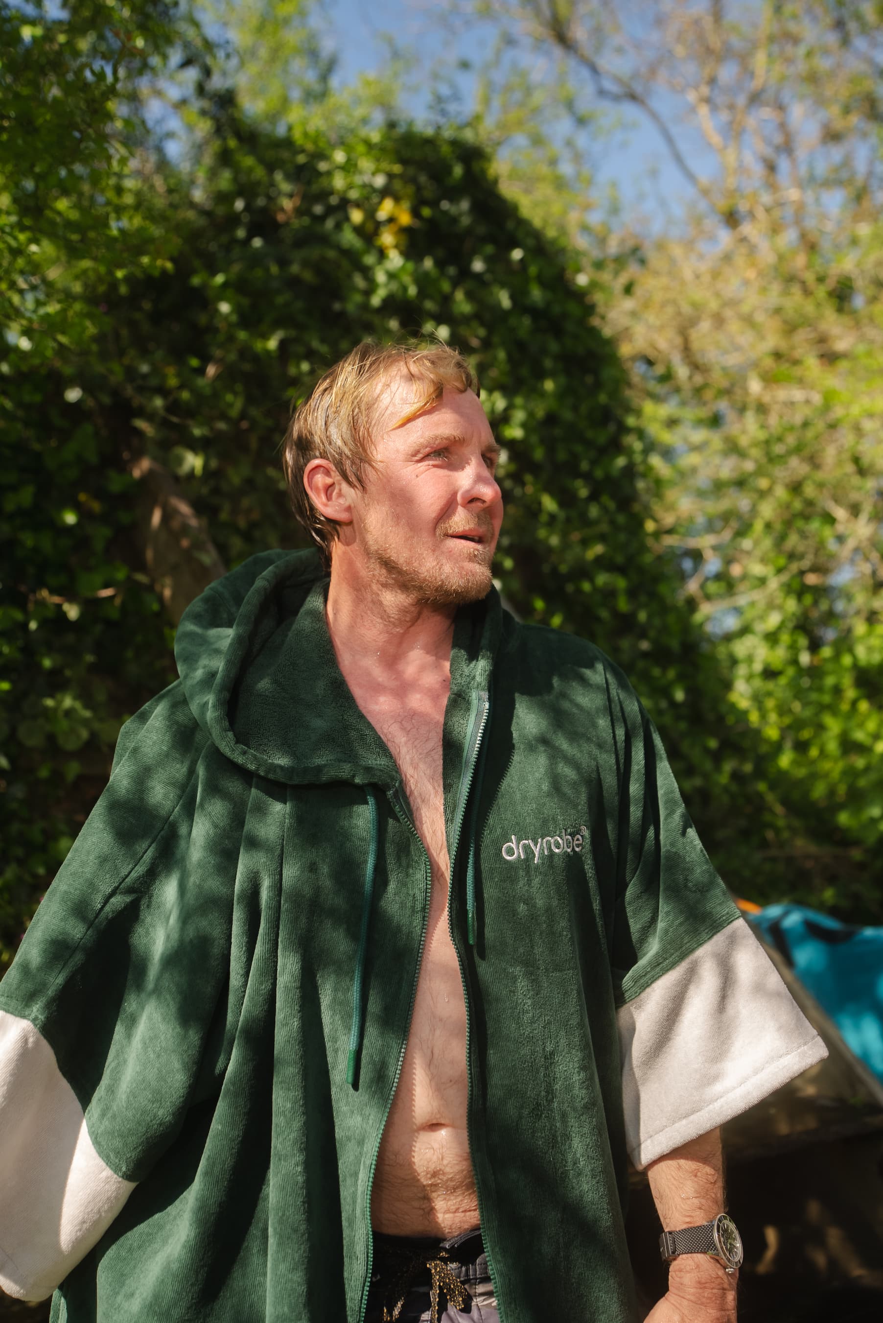 Dryrobe® Full-Zip Organic Towel Robe in Sycamore Green