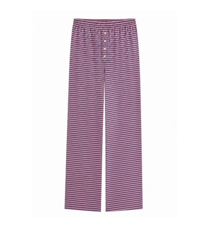 Mauve and Navy Stripe Wide Leg Pants